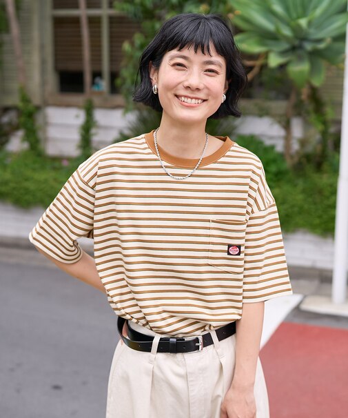 別注 マルチボーダーポケット付きTシャツ