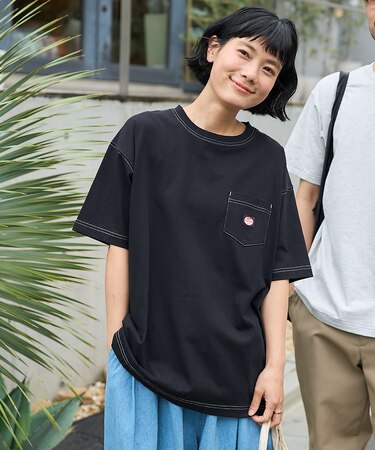 別注 配色ステッチ ポケットTシャツ