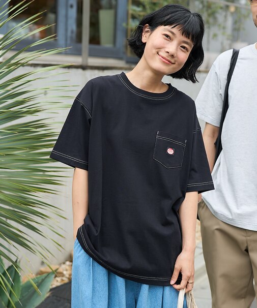 別注 配色ステッチ ポケットTシャツ