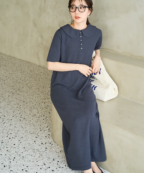 フクレジャガード ポロ襟 半袖 ワンピース【限定展開】