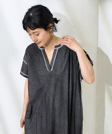 ＜接触冷感＞メランジスキッパーワンピース