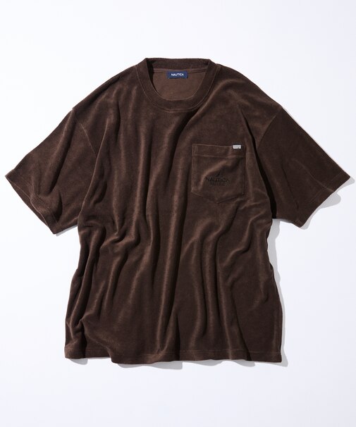 ビックシルエット パイル ポケットTシャツ ボーダー柄