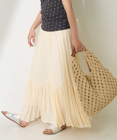 インド レーヨン楊柳 ボリュームティアードスカート