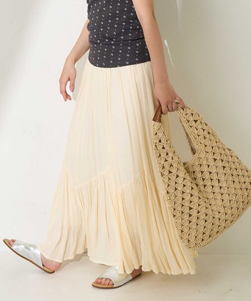 インド レーヨン楊柳 ボリュームティアードスカート