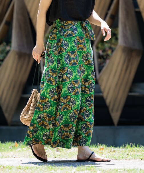 インド バティック調巻きスカート