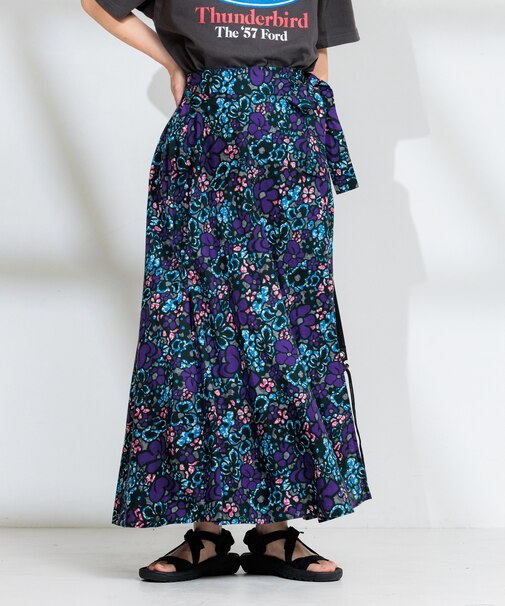 インド バティック調巻きスカート