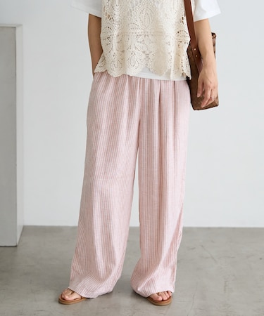 リネンブレンド ワイド イージーパンツ＜セットアップ対応＞