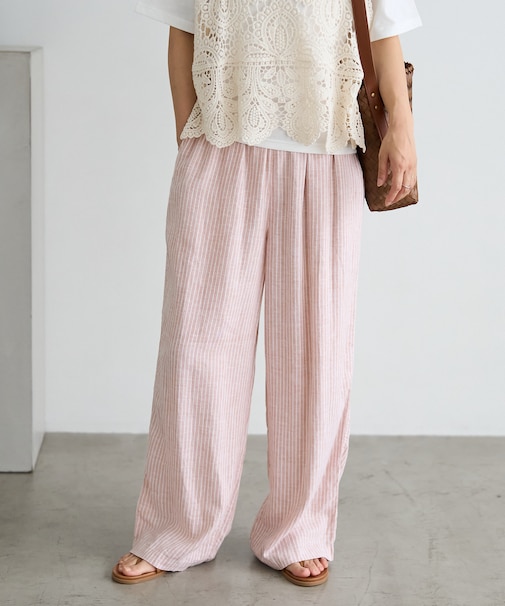 リネンブレンド ワイド イージーパンツ＜セットアップ対応＞