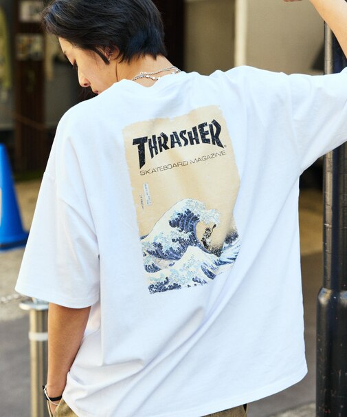 THRASHER×FREAK'S STORE 別注 ビッグシルエット バックプリント Tシャツ / Japan Art 【限定展開】