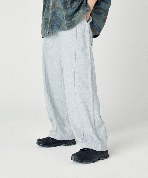 接触冷感 カーブシルエット ボンディング ワイドスウェットパンツ