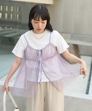 【セットアイテム】チュールキャミソール Tシャツセット