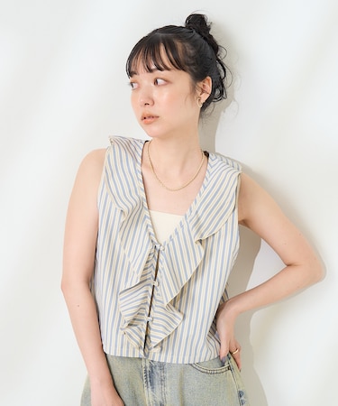 ストライプフリルベスト