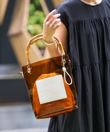 2way バンブーハンドルPVCバッグ