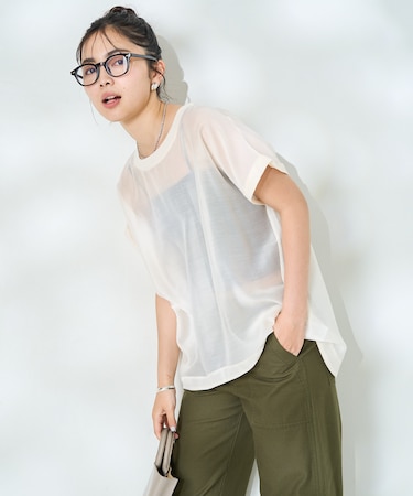 フレンチスリーブ シアーTシャツ ブラウス