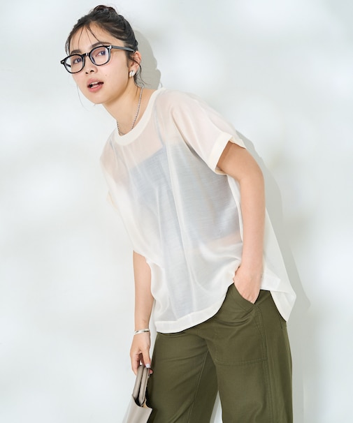 フレンチスリーブ シアーTシャツ ブラウス
