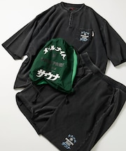 別注 オールナイトサウナ KANNAIGI パウダー加工裏毛セットアップ ナップサック付き