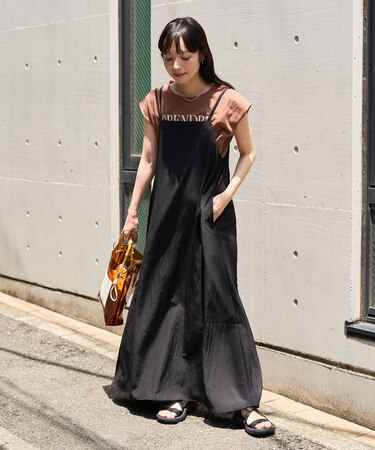 <接触冷感>SUMMERCOOL バックリボン キャミソールワンピース