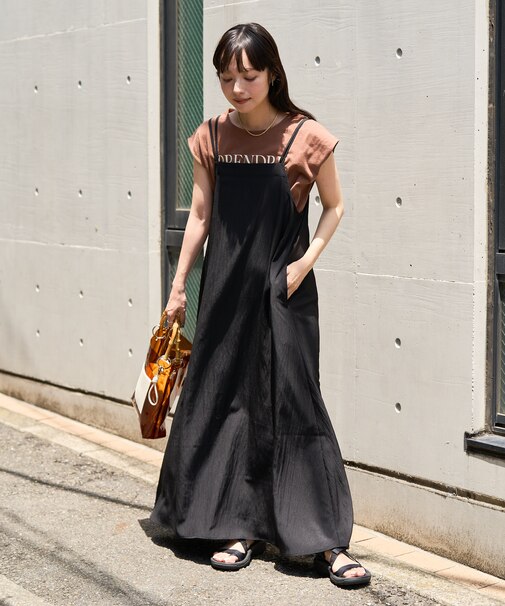 <接触冷感>SUMMERCOOL バックリボン キャミソールワンピース