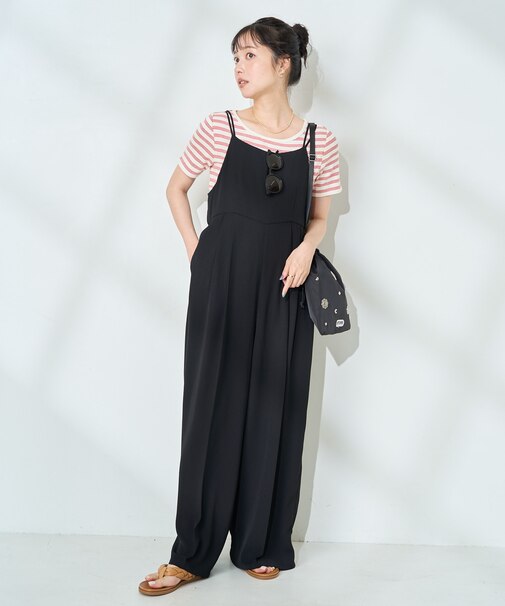 <接触冷感/UVカット>機能素材 イージーサロペット