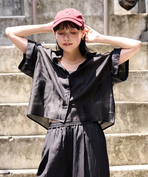 サマー シアー ショート半袖シャツ