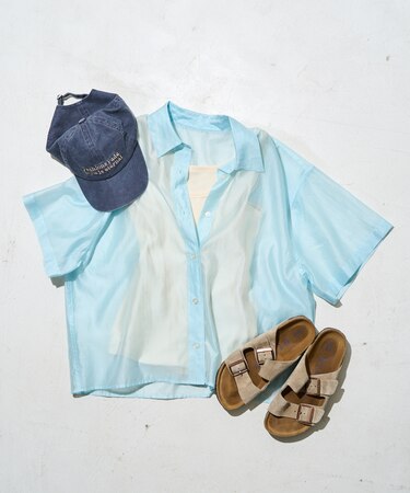 サマー シアー ショート半袖シャツ