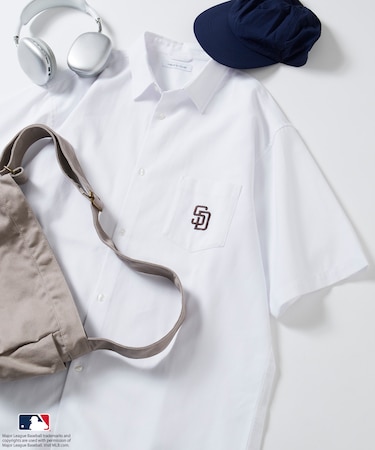 別注 MLB メジャーリーグベースボール ショートスリーブ オックスフォード シャツ