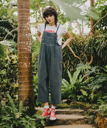 インド ダブルガーゼ フレア サロペット