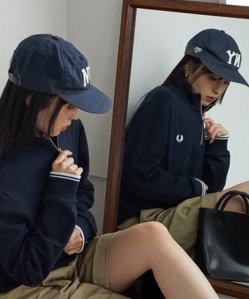 ワンポイント ロゴ 刺繍 ハーフジップ スウェット【限定展開】