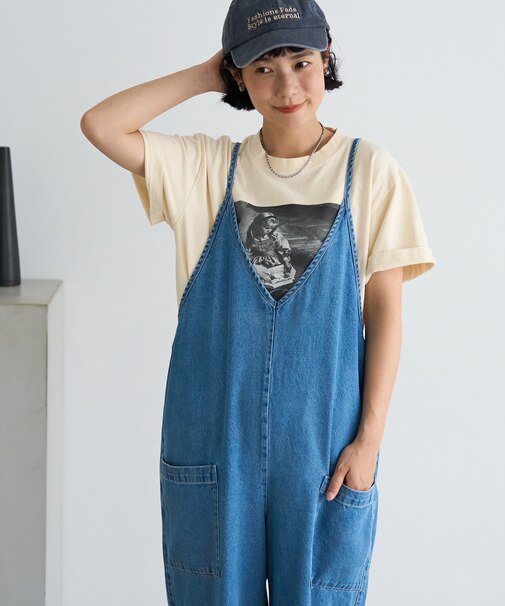 サマー Vネック デニムサロペット