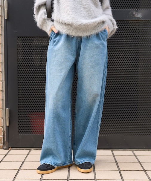 <低身長サイズあり>ウォッシュ加工 イージーデニムパンツ 限定展開カラーあり