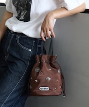 別注 2WAY コンチョ 持ち手付き巾着バッグ