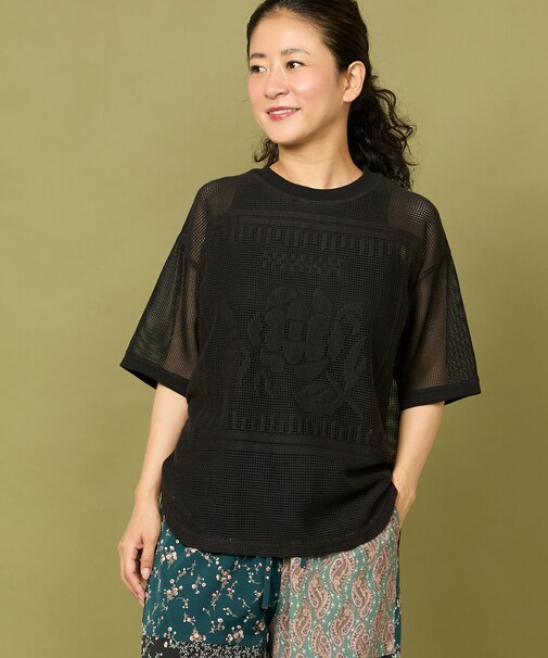 メッシュ フラワー Tシャツ