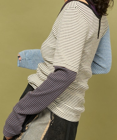 Healthknit 細 ボーダー タンク Tシャツ SET