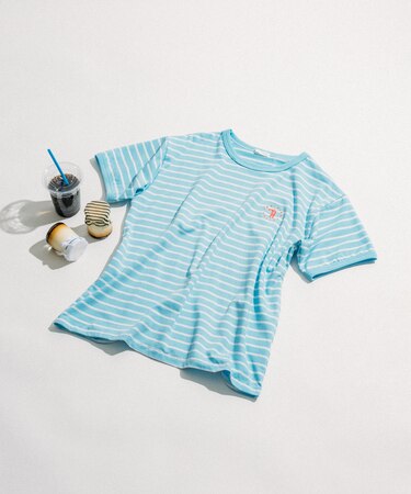 別注 POOLSIDE COFFEE ロゴボーダーTシャツ