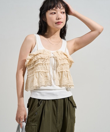 ヴィンテージ風 2WAYレースビスチェ