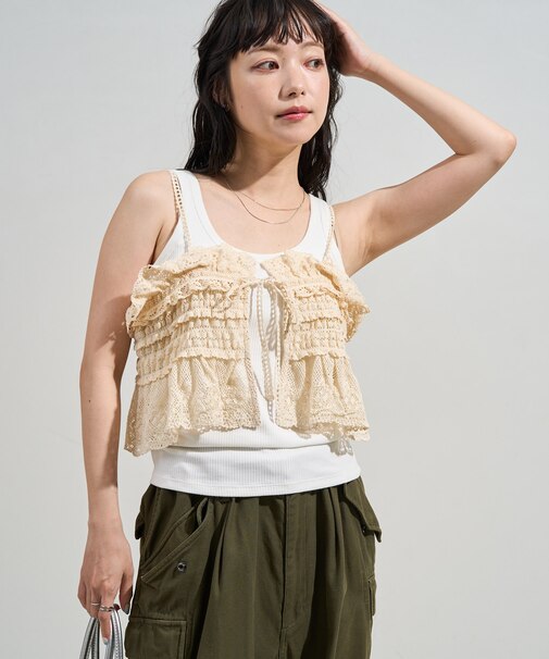 ヴィンテージ風 2WAYレースビスチェ