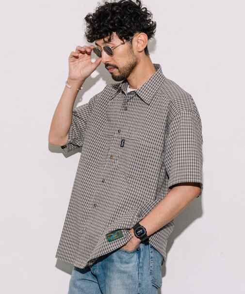 別注 NEW フィッシングポケット ショートスリーブチェックシャツ