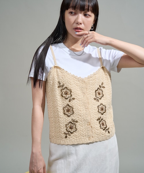 【最終値下げ】1点もの スザニ刺繍 ビスチェ キャミトップス パステルカラー 最終値下げ】1点もの スザニ刺繍 ビスチェ キャミトップス