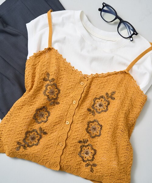 透かし編み ビーズ刺繍キャミソール ビスチェ｜フリークスストア