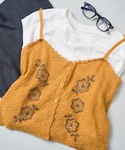 透かし編み ビーズ刺繍キャミソール ビスチェ