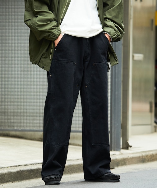 ストレートシルエット ワイド ダブルニーデニム