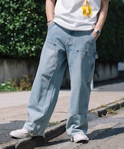 ストレートシルエット ワイド ダブルニーデニム