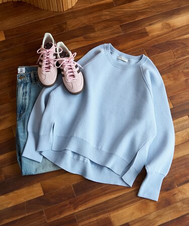 ＜マシーンウォッシャブル＞ スウェットライクニット プルオーバー