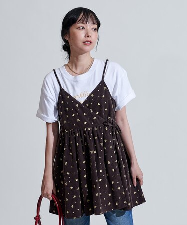 カントリーフラワー コーデュロイ カシュクールキャミソール＜セットアップ対応＞