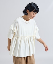 <UVカット＞multi functional 7分袖フリルTシャツ