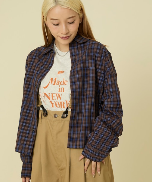 チェック ショートシャツ