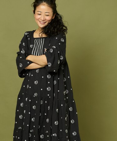 ラメ 刺繍 Moon & Star ワンピース