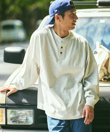 9オンス Heavyweight ビッグシルエット ヘンリーネック ロングスリーブTシャツ/ヘビーウェイト/ロンTEE 【限定展開】