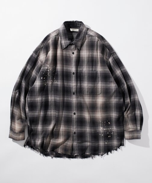 Relax Fit リラックスフィット ブリーチ加工 オンブレチェック ネルシャツ 【限定展開】