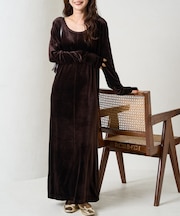 ベロア バレエネック ロング ワンピース【限定展開】